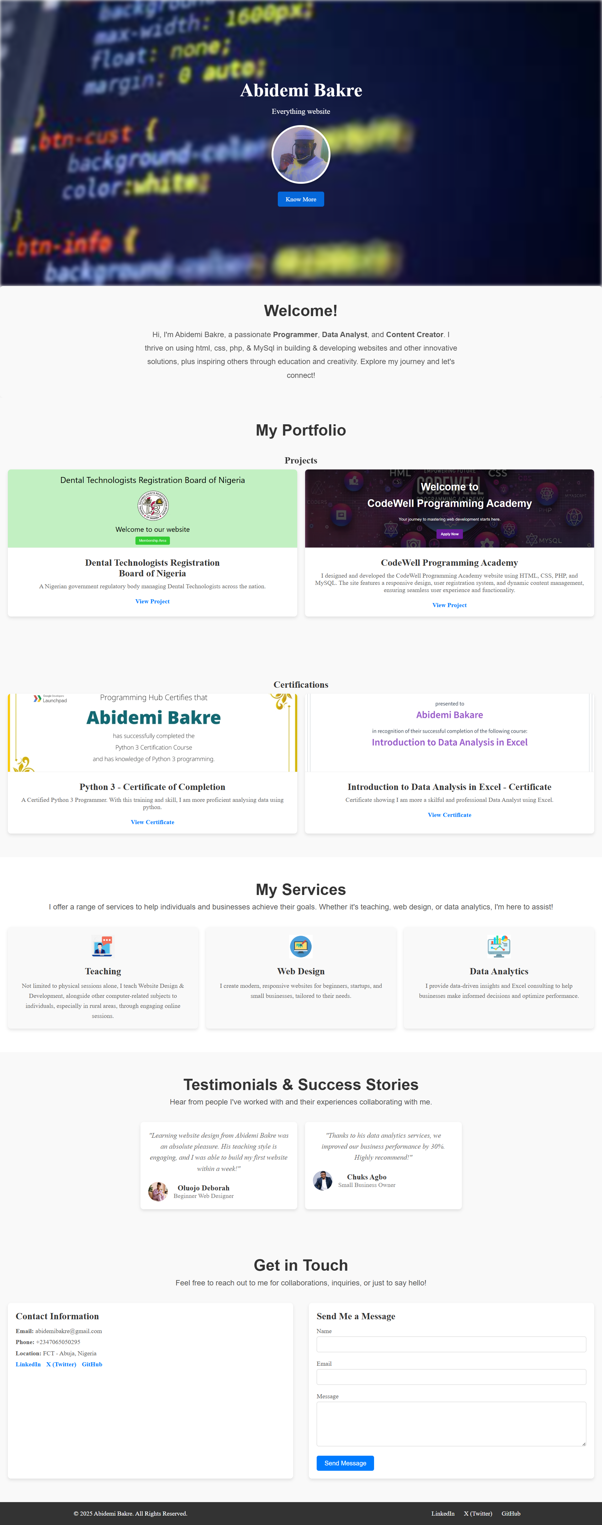 Old Abidemi Bakre Website